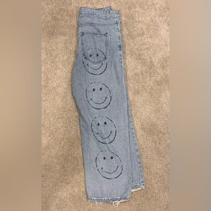 Smiley Face Graphic Jeans